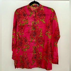 LISA CORTI Milano Printed 100% Cotton Blouse Size M